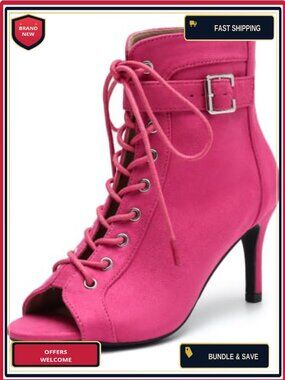 Women's Peep Toe Lace Up Stiletto Heel Sandal Booties with Back Zipper - Sexy
